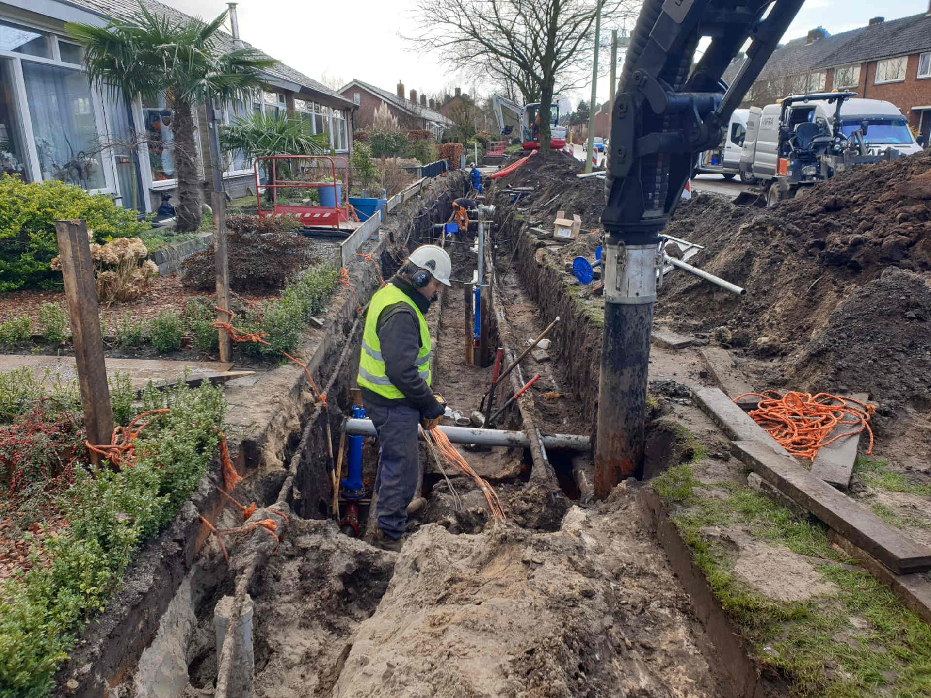 Inspection cables and pipes in a trench